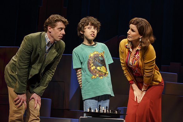 Christian Borle, Anthony Rosenthal and Stephanie J. Block. Photo by Joan Marcus.